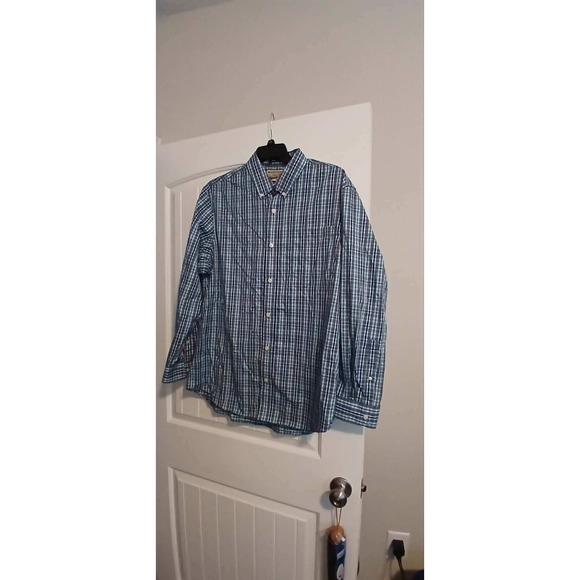 Duluth Trading Co Other - Duluth Trading Co Wrinklefighter MagnaReady Plaid Magnetic Shirt Mens L Blue